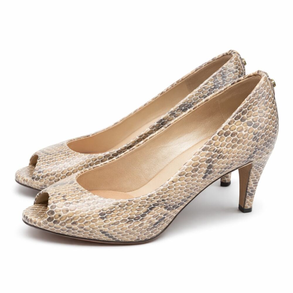 Womens Stuart Weitzman Snakeskin Peep Toe Pumps Size 8,5 M Heels